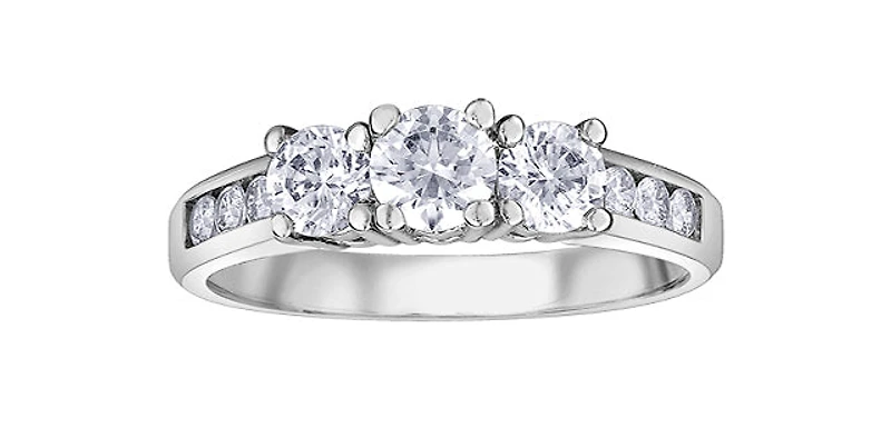 10K White Gold 1.00cttw Diamond Past Present Future Ring - 4.5 /