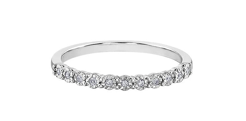 10K White Gold 0.055cttw Illusion Setting Diamond Ring - Size 6.5