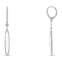 14K White Gold White Topaz and Diamond Dangle Earring