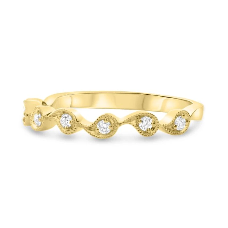 14K White, Yellow or Rose Gold 0.12cttw Diamond Milgrain Tear Drop Ring - 14K White Gold