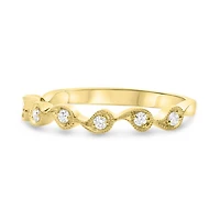 14K White, Yellow or Rose Gold 0.12cttw Diamond Milgrain Tear Drop Ring - 14K White Gold