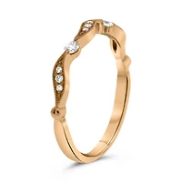 14K White, Yellow or Rose Gold 0.14cttw Diamond Milgrain Wedding Band - 14K White Gold