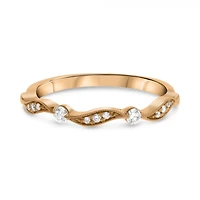 14K White, Yellow or Rose Gold 0.14cttw Diamond Milgrain Wedding Band - 14K White Gold