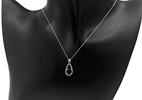 10K White Gold 0.90cttw Garnet and 0.11cttw Diamond Pendant - 18 Inches