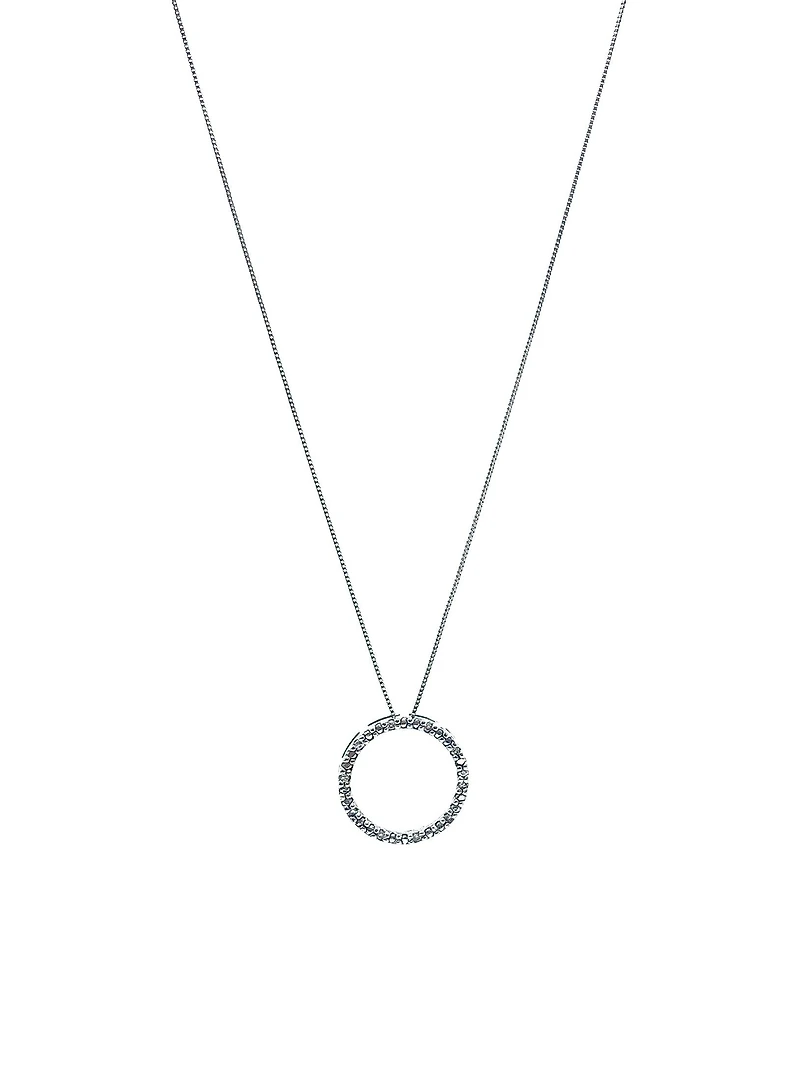 10K White Gold 0.05cttw Diamond Eternity Pendant - 18"