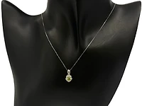 10K White Gold 0.40cttw Peridot and 0.08cttw Diamond Pendant, 18" Box Chain