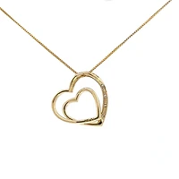 10K Yellow Gold 0.05cttw  Diamond  Heart Pendant, 18"