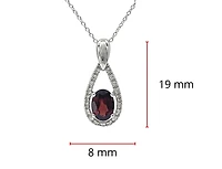 10K White Gold 0.90cttw Garnet and 0.11cttw Diamond Pendant - 18 Inches