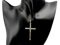 925 Sterling Silver Rhodium Plated Cross Pendant - 58mm x 30mm