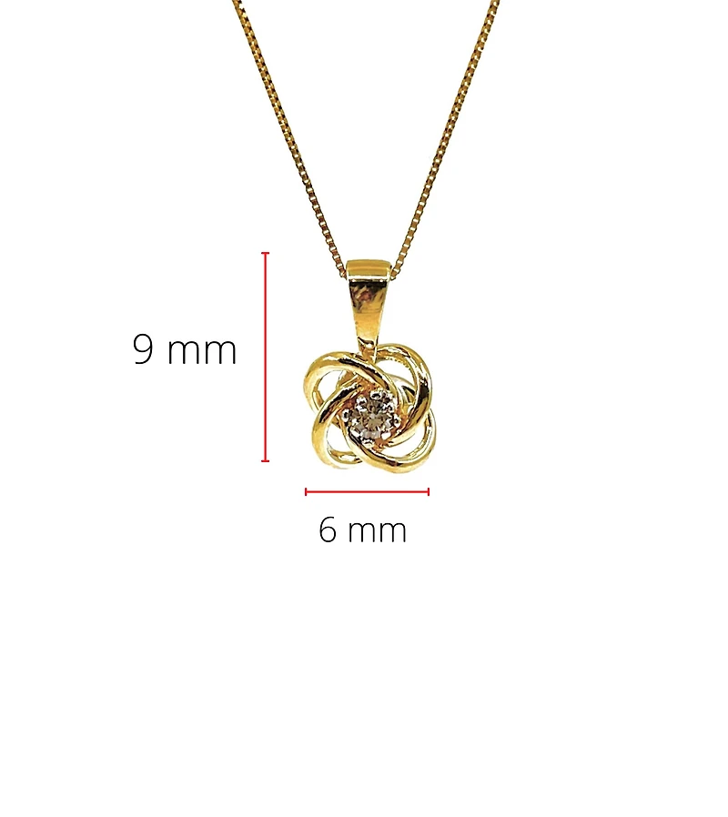 10K Yellow Gold 0.05cttw Canadian Diamond Love Knot Necklace, 18”