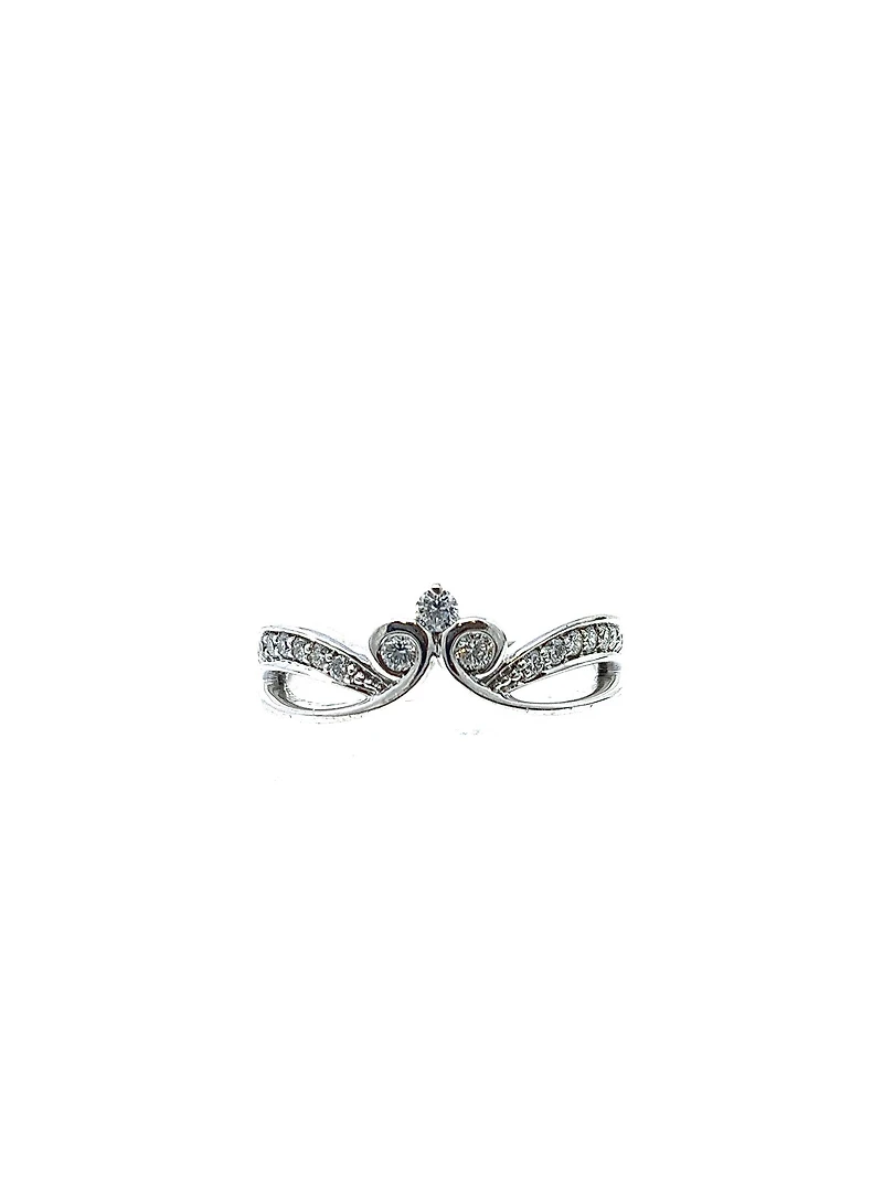 10K White Gold 0.30cttw Diamond Crown Ring, size 6.5