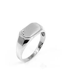 10K White Gold 0.007cttw Diamond Signet Ring - /
