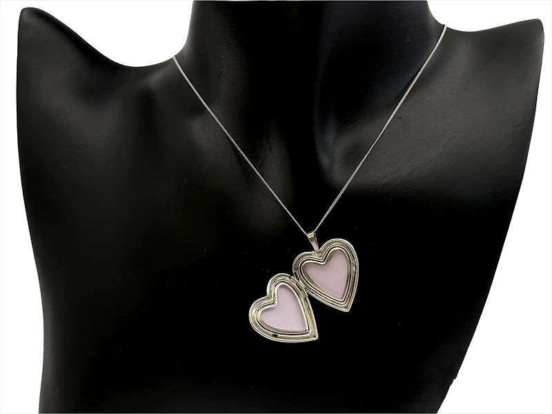 925 Sterling Silver Locket with Cubic Zirconia Cross and Decals with Chain - 18 Inches