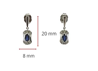 10K White Gold 0.55cttw Genuine Sapphire and 0.04cttw Diamond Dangle Earrings