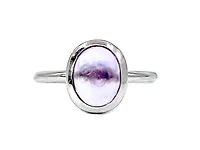 10K White Gold Genuine Cabochon Amethyst  Ring, size 6.5