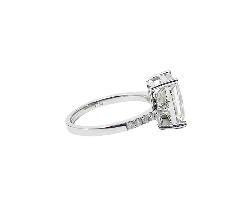 Silver 4.00cttw Moissanite Engagement Ring - 4.5