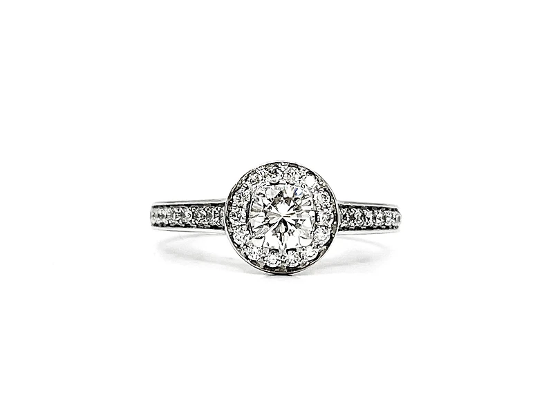 14K White Gold 0.77cttw Diamond Halo Engagement Ring,  6