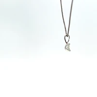 10K White Gold 0.04 cttw Diamond Solitaire Mezza Luna Pendant, 18"