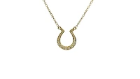 14K Yellow Gold 0.12cttw Diamond Horseshoe Pendant, 18"