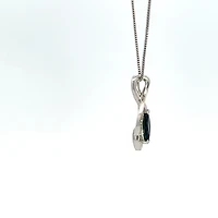 10K White Gold Sapphire and Diamond Pendant - 18"