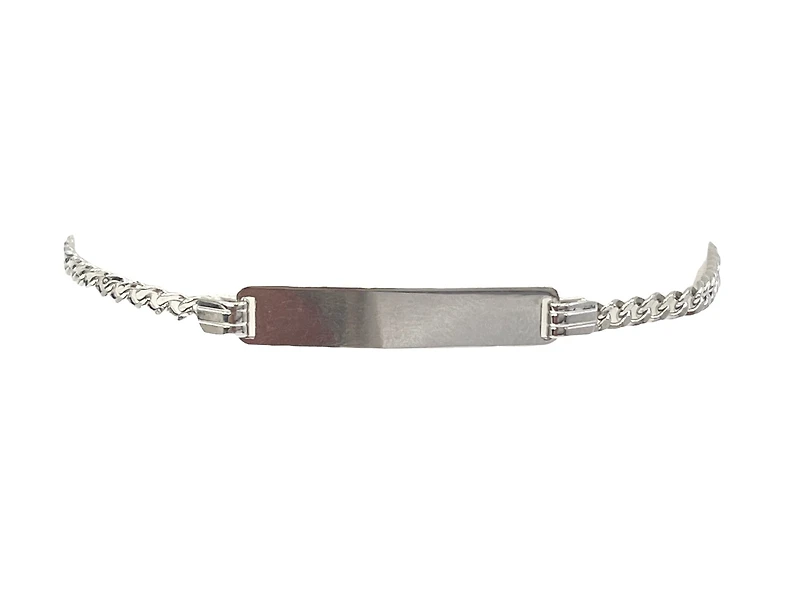10K White Gold Bracelet with Engravable Plate