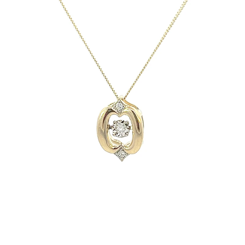 10K Yellow Gold 0.05cttw Diamond Pulse Pendant, 18"