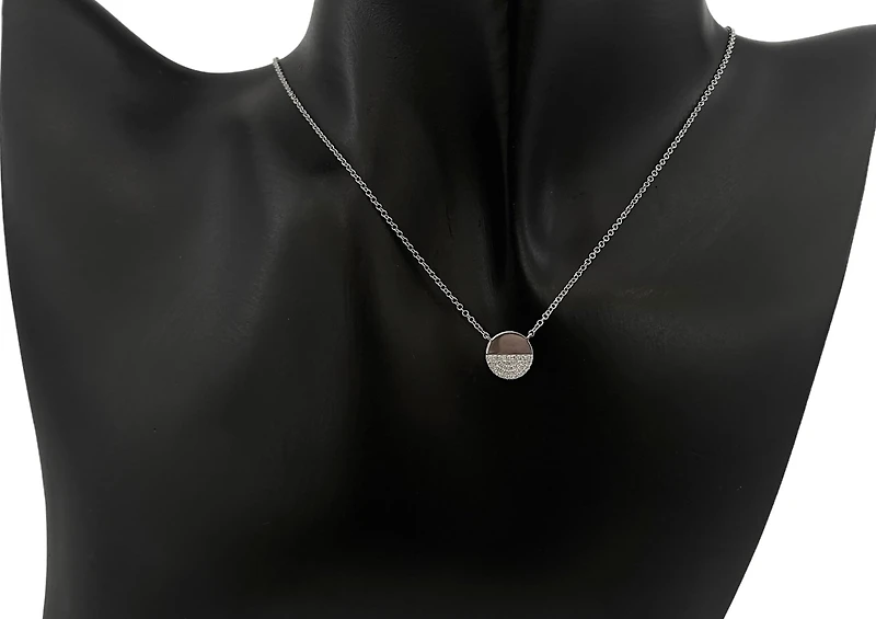 14K White Gold 0.08cttw Diamond Pendant, 18"