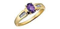 10K Yellow Gold 0.44cttw Oval Cut Amethyst & 0.02cttw Diamond Ring - 4.5