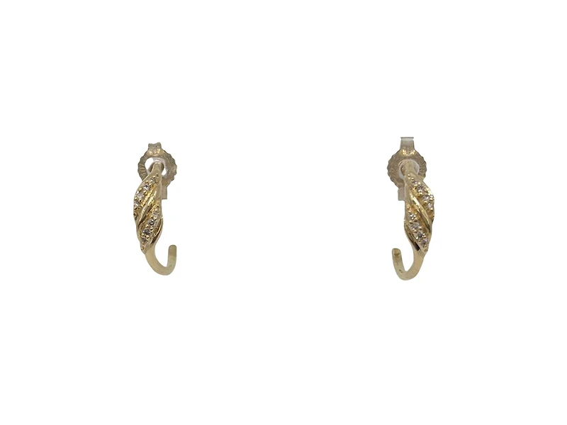 10K Yellow Gold 0.06cttw Diamond Half Hoop Earrings