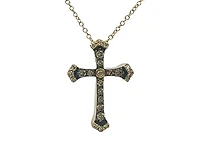 10K Yellow Gold 0.21cttw Chocolate & White Diamond Cross Pendant