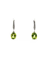 10K White Gold Peridot & Diamond Earrings