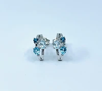 Blue Topaz, Aquamarine & Diamond Earrings
