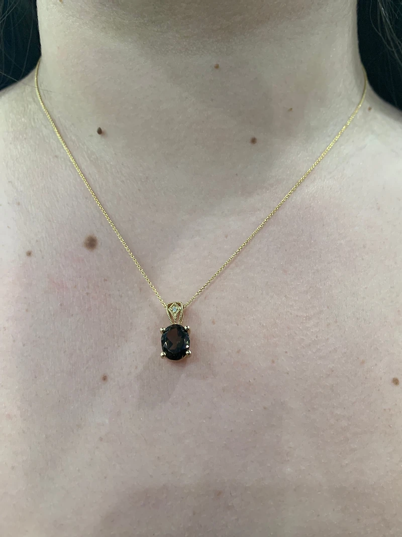 Smokey Quartz and Diamond Pendant