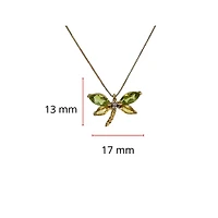 10K Yellow Gold Genuine Peridot, Genuine Yellow Sapphire and Diamond 0.01cttw Dragonfly Pendant, 18"