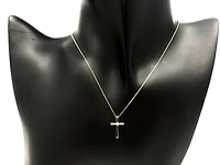 10K Yellow Gold 0.02cttw Diamond Cross Pendant, 18"