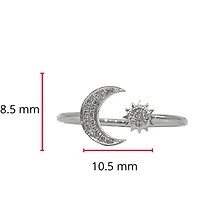 14K White Gold 0.06cttw Diamond Moon & Star Ring, size 6.5