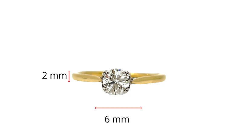 18K Yellow and Palladium Gold 0.536cttw Canadian Diamond Ring - Size 6.25