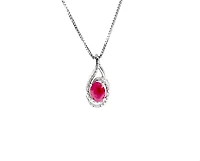 925 Sterling Silver Ruby & Diamond Necklace