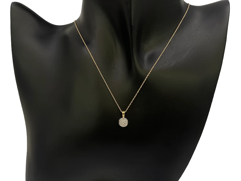 10K White & Yellow Gold 0.10cttw Diamond Pendant, 18"