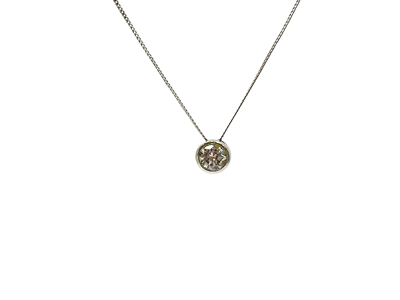 10K White Gold 0.20cttw Bezel Set Diamond Pendant, 18"