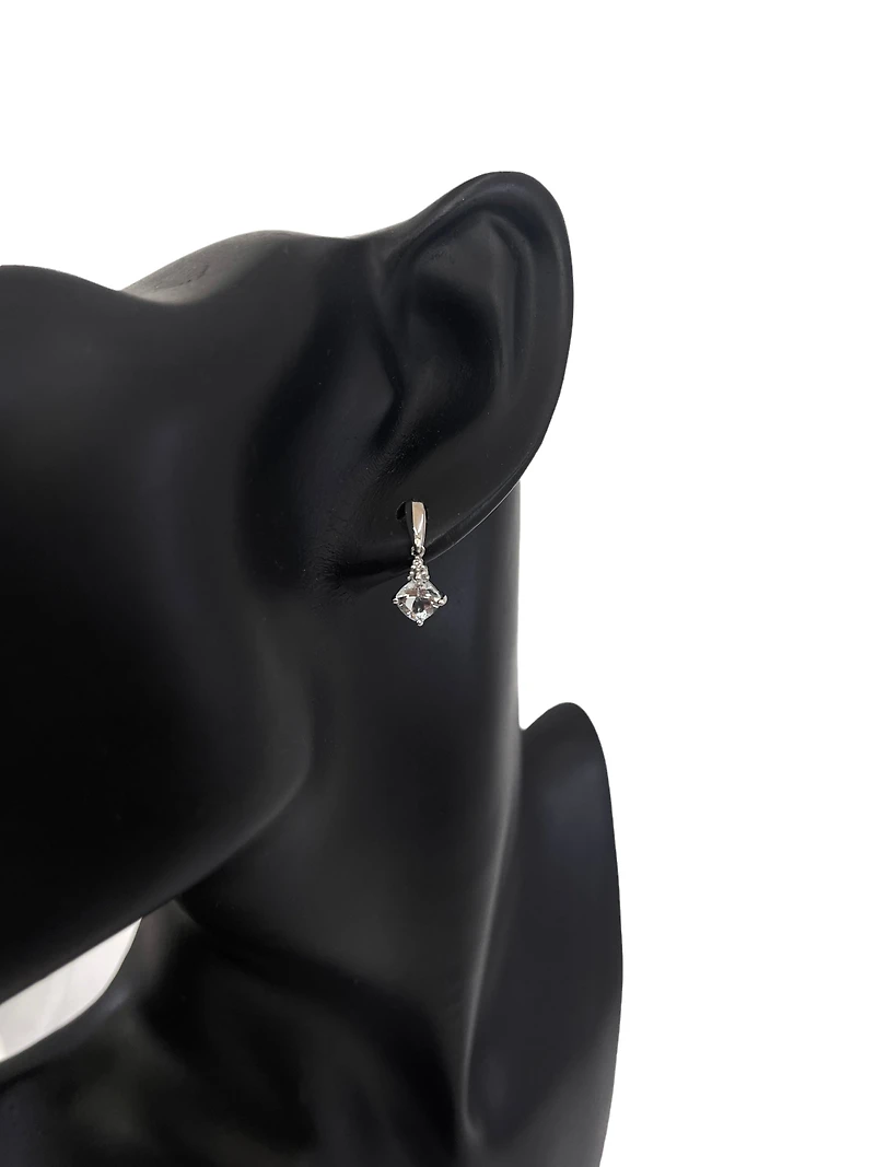 10K White Gold 1.10cttw Aquamarine and 0.012cttw Diamond Dangle Earrings