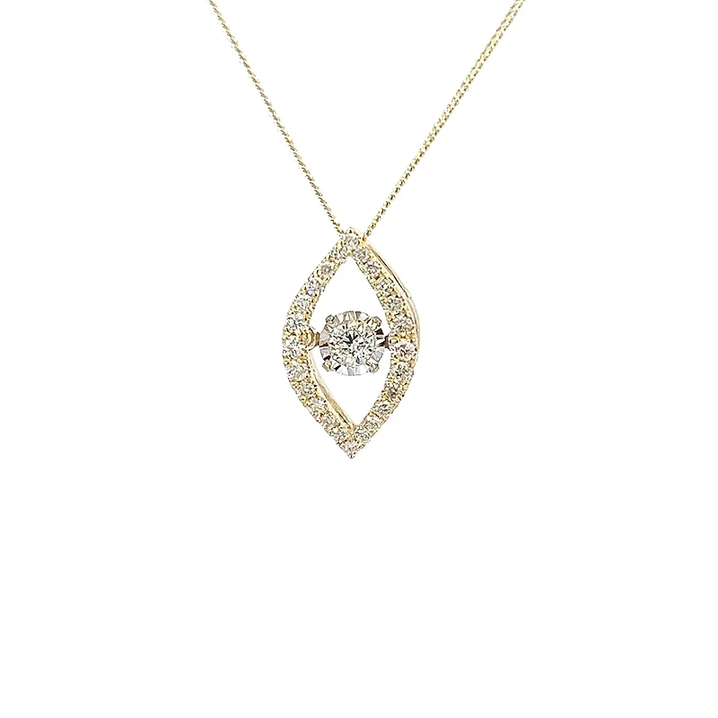 10K Yellow Gold 0.22cttw Diamond Pulse Pendant, 18"