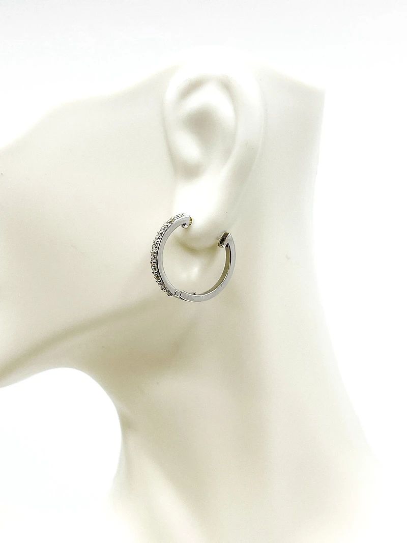 10K White Gold 1.50cttw Diamond Hoop / Huggie Earrings