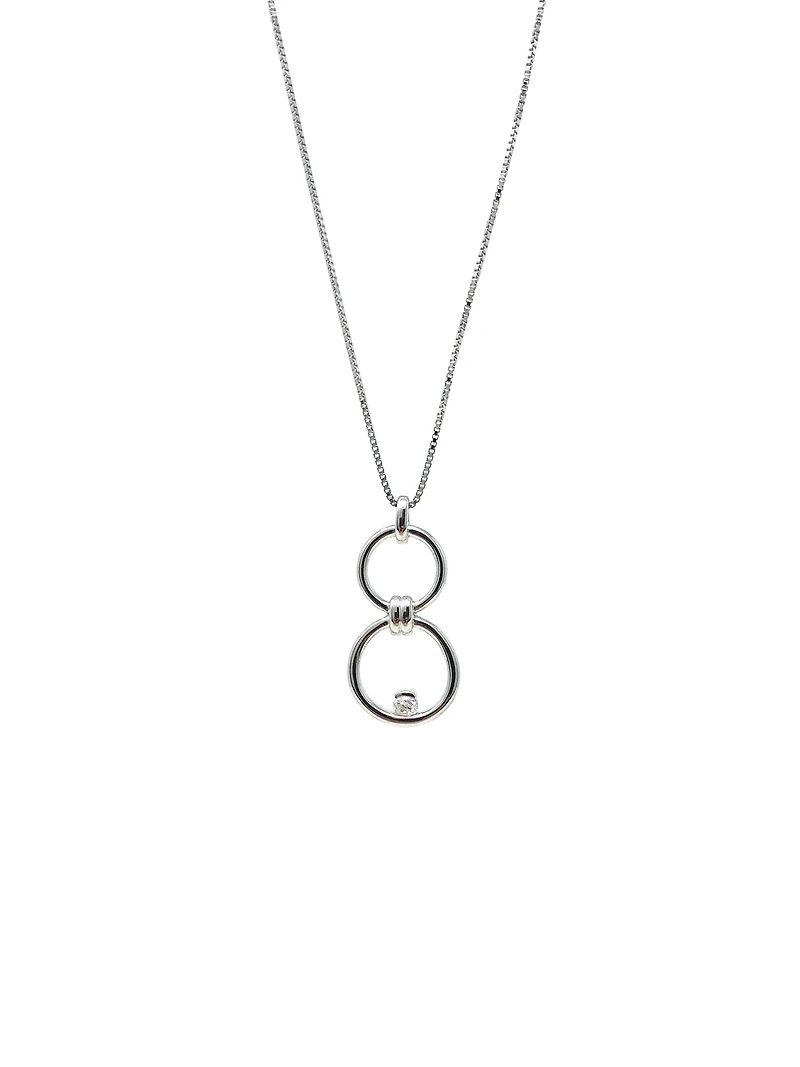 Sterling Silver 0.102cttw Diamond Double Infinity / Circle Necklace, 18"