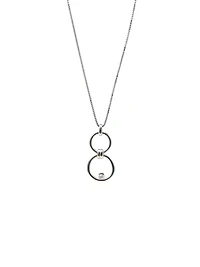 Sterling Silver 0.102cttw Diamond Double Infinity / Circle Necklace, 18"