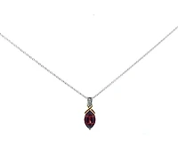 10K White & Yellow Gold Garnet and Diamond Pendant, 18"