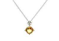 10K White Gold Citrine and Diamond Necklace, 18"