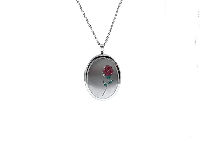 Sterling Silver Oval Locket Necklace 18"