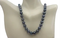 Black Cultured Graduated Pearl Strand with Sterling Silver Lobster Clasp