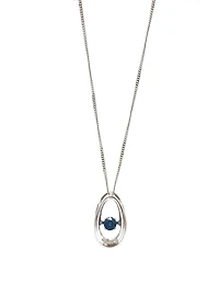 10K White Gold 0.12cttw Genuine Sapphire & 0.013cttw Diamond Pendant, 18"